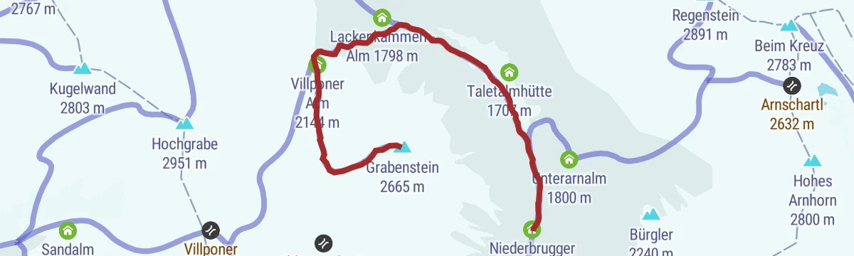 Route map: Skitour Grabenstein 2.665m
